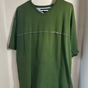 Vintage Y2K Tommy Hilfiger green v neck short sleeve top